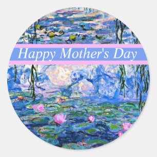 Happy Mother's Day, famous Monet artwork, Classic Round Sticker