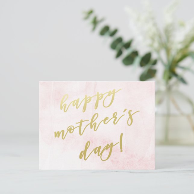 Happy Mother's Day | Faux Gold Script Postcard (Standing Front)