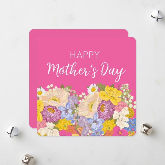 Happy Mother's Day Floral Blooms  Holiday Card (Front/Back In Situ)