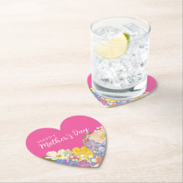 Happy Mother's Day Floral Blooms  Paper Coaster
