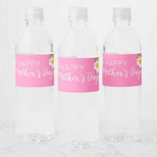 Happy Mother's Day Floral Blooms  Water Bottle Label