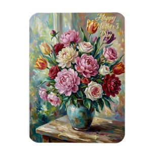 Happy Mother's Day Floral Bouquet Card Magnet