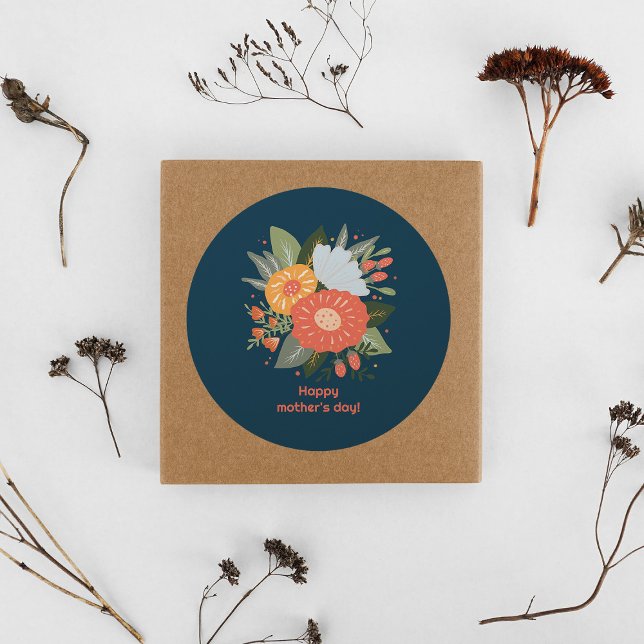 Happy mother's day floral bouquet classic round sticker (Creator Uploaded)