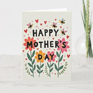 Happy Mothers Day Floral Bugs Card