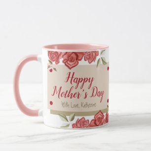 Happy Mother's Day Floral Classic Red Pink Roses Mug
