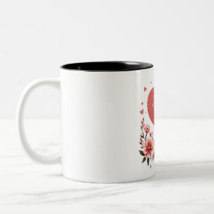 Happy Mother's Day Floral Heart Two-Tone Coffee Mug