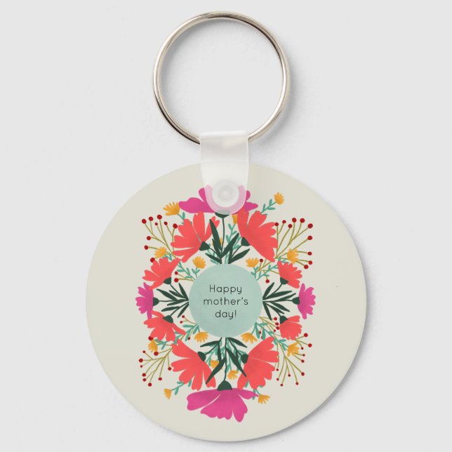 Happy mother's day floral key ring (Front)