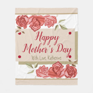 Happy Mother's Day Floral Modern Elegant Keepsake  Fleece Blanket