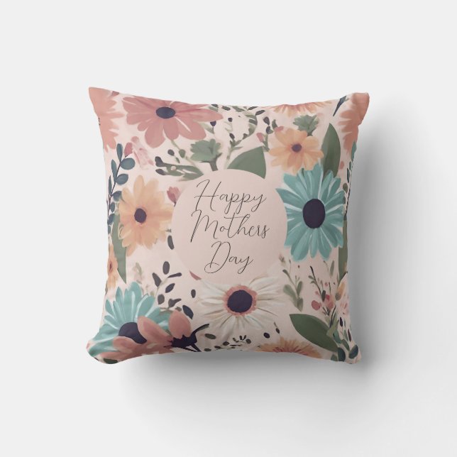 Happy Mothers Day Floral Mum Double Sided Cushion (Front)