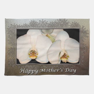 Happy Mother's Day Floral Orchid Tea Towel