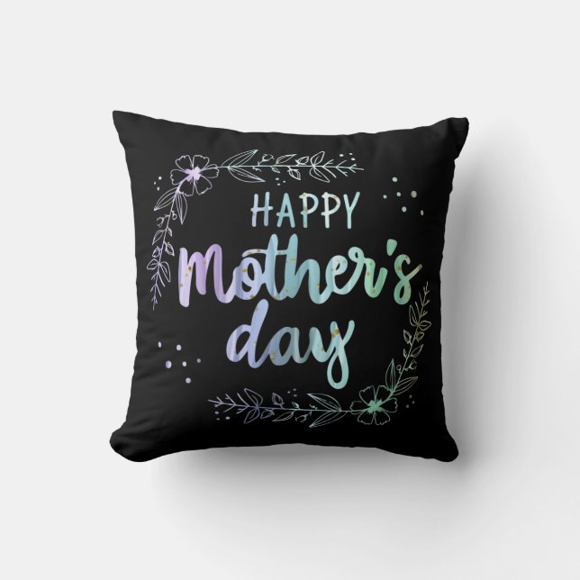 Happy Mother's Day Floral Rainbow Colours Cushion (Front)