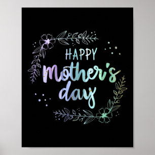 Happy Mother's Day Floral Rainbow Colours Poster