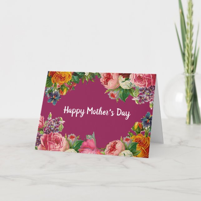 Happy Mother's Day Floral Rose Bouquet Card (Front)