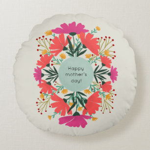 Happy mother's day floral round cushion