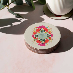 Happy mother's day floral round paper coaster