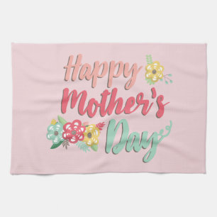 Happy Mother's Day Floral Tea Towel