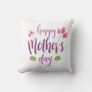 Happy Mother's Day Floral   Throw Pillow