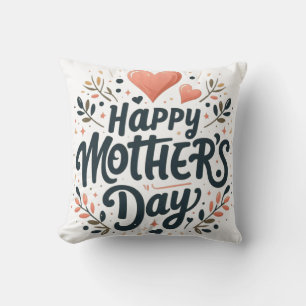 Happy Mother's Day - Floral Typography Art Cushion