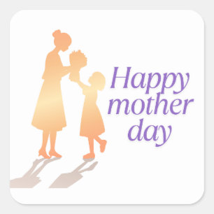 Happy Mother's Day Floral Typography –  Square Sticker