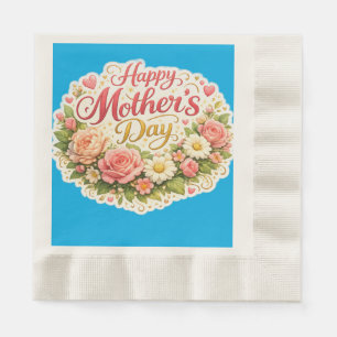 Happy Mother's Day floral wreath pocket Napkin