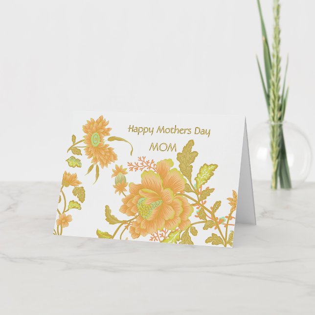 Happy Mothers Day Florals Personalised Foil Holiday Card (Front)