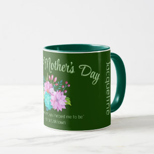Happy Mother's Day Flowers and GREEN TEXT on GREEN Mug