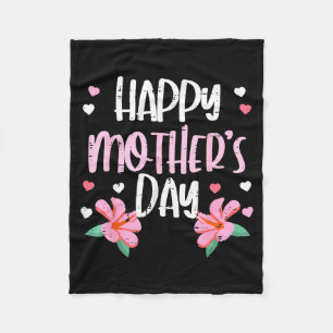 Happy mothers day flowers cute mom mommy mama aunt fleece blanket