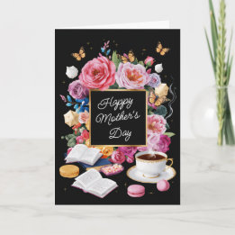 Happy Mother's Day Flowers & Macarons Customisable Card