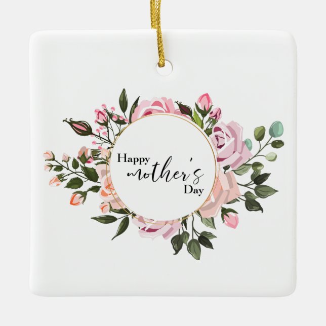 Happy mother's day Foil Card Ceramic Ornament (Front)