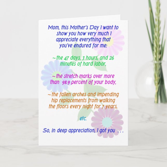 Happy Mother's Day for All You Endured Card (Front)