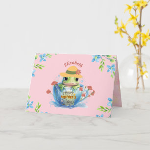 Happy Mother's Day Frog and Hat in a Teacup Card