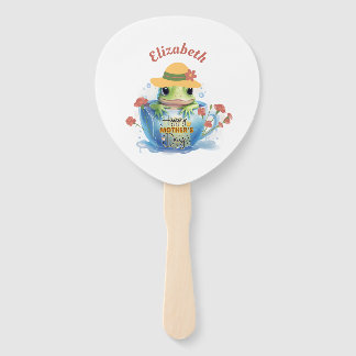 Happy Mother's Day Frog and Hat in a Teacup Hand Fan