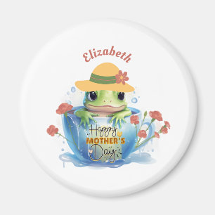 Happy Mother's Day Frog with Hat in Teacup Magnet