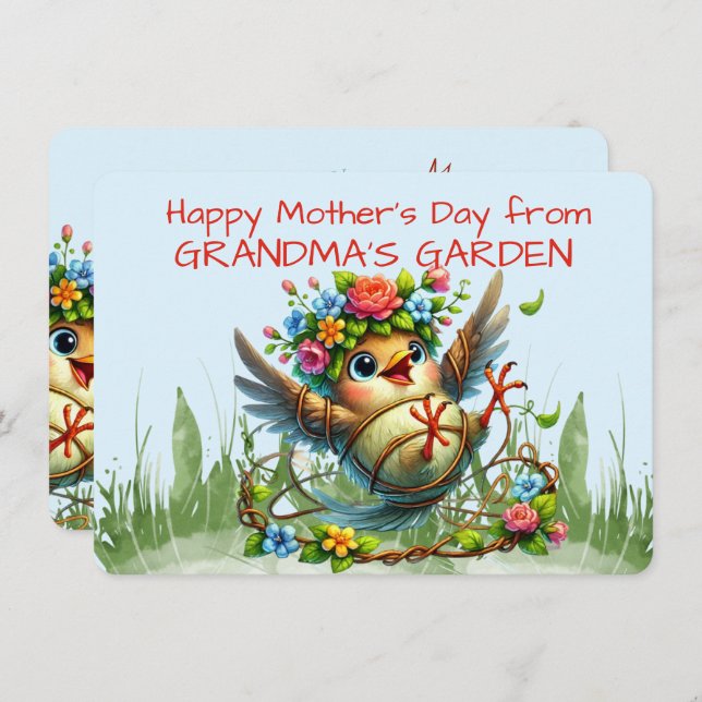 Happy Mother's Day from GRANDMA'S GARDEN Funny Bir Holiday Card (Front/Back)