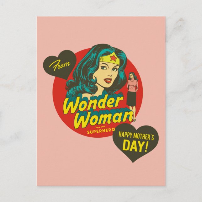 Happy Mother's Day From Wonder Woman Invitation Postcard (Front)