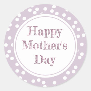 Happy Mother's Day - Fun Lavender Polkadots  Classic Round Sticker