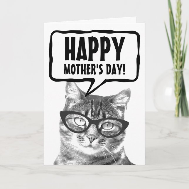 Happy Mother's Day funny cat custom greeting card (Front)