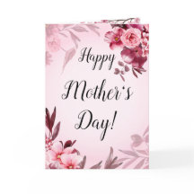Happy Mother's Day Gift Card Floral Pink Red Cute