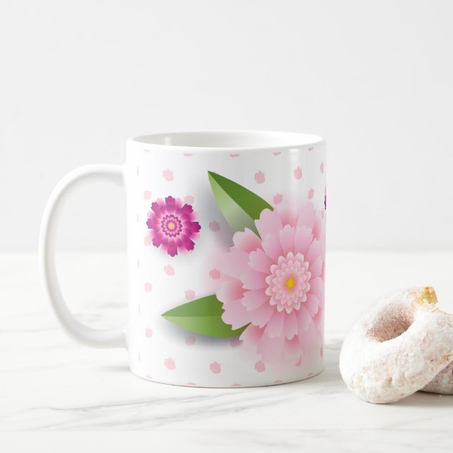 Happy Mother's Day gift Floral Ornament Decoration Coffee Mug (With Donut)