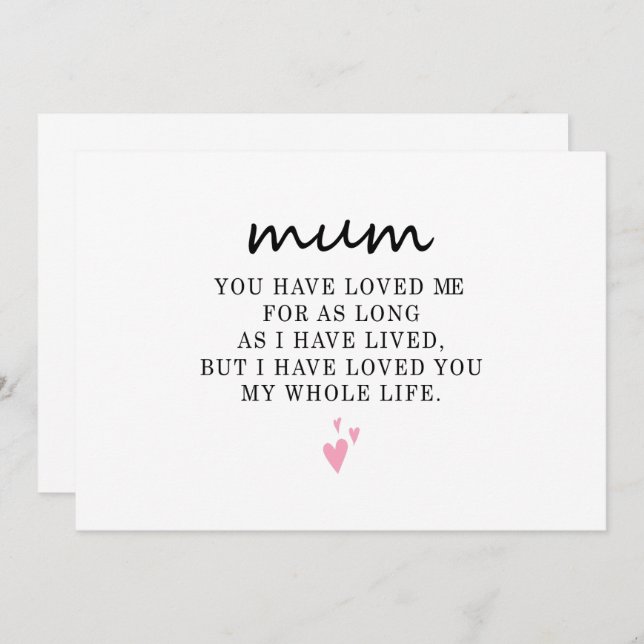 Happy Mothers Day Gift Mum Birthday For Mum Invitation (Front/Back)