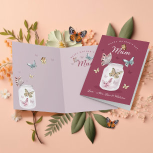 Happy Mother's Day Gift Mum Watercolor Butterflies Card
