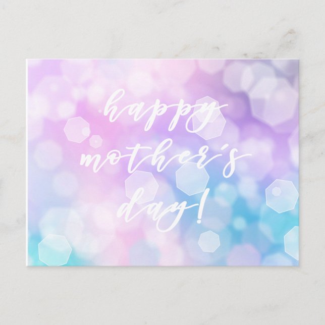 Happy Mother's Day! Glam Purple Bokeh Sparkles Postcard (Front)