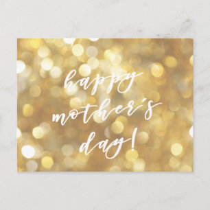 Happy Mother's Day! Glamourous Gold Sparkles Postcard