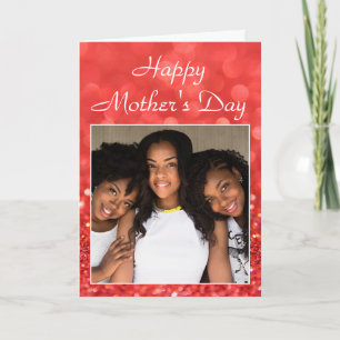 Happy Mother's Day Glitter Cherished Family Photo Card