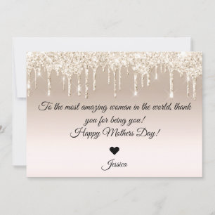 happy mothers day gold dripping glitters card