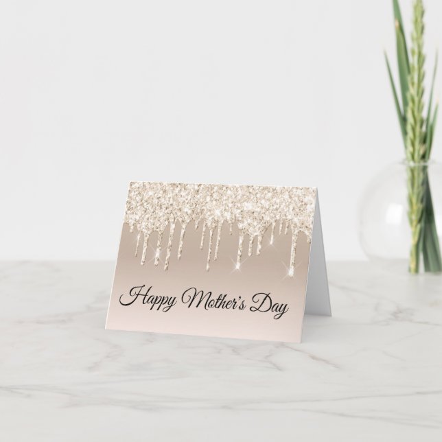 Happy Mothers Day gold dripping glitters luxury Card (Front)