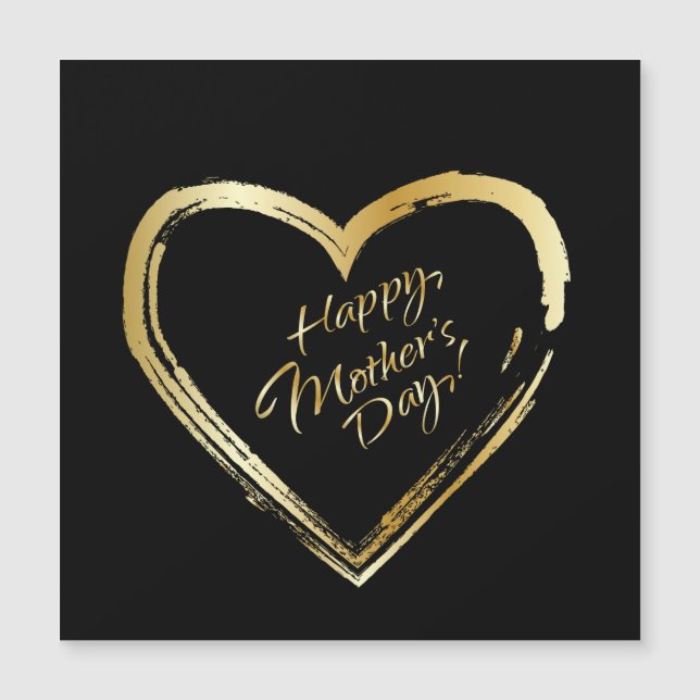 Happy Mother's Day Gold Heart a magnetic card (Front)