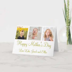 Happy Mother's Day Gold Script Photo Collage Card