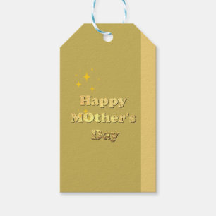 Happy mothers day. Gold simple script calligraphy Gift Tags