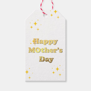 Happy mothers day. Gold simple script calligraphy Gift Tags